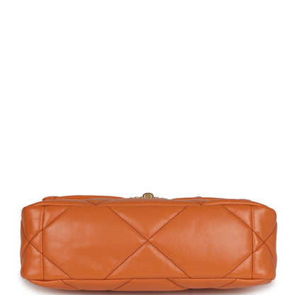 Chanel Medium 19 Flap Orange Lambskin Mixed Metal Hardware