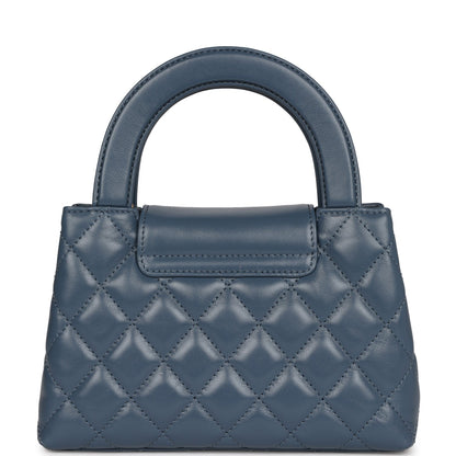 Chanel Small Kelly Shopper Blue Shiny Aged Calfskin Brushed Gold Hardware