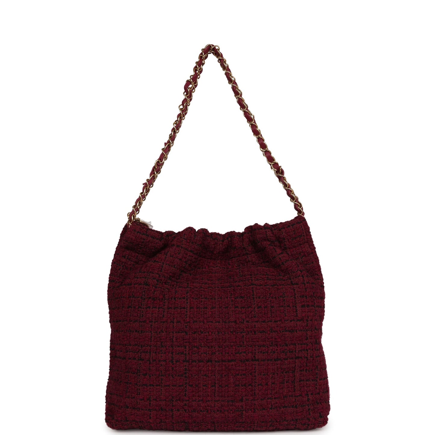 Chanel Small 22 Bag Burgundy and Black Tweed Gold Hardware