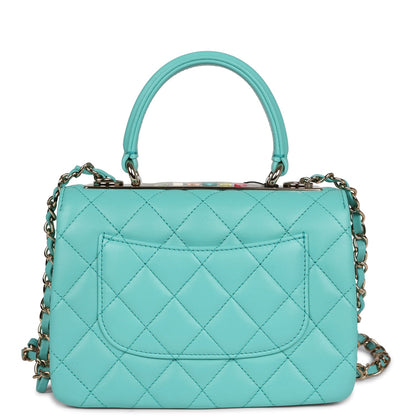 Chanel Mini Trendy CC Bag Turquoise Lambskin Light Gold Hardware
