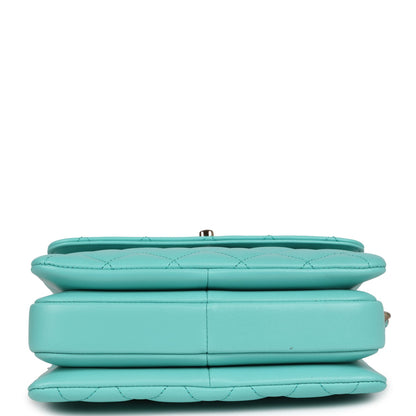 Chanel Mini Trendy CC Bag Turquoise Lambskin Light Gold Hardware