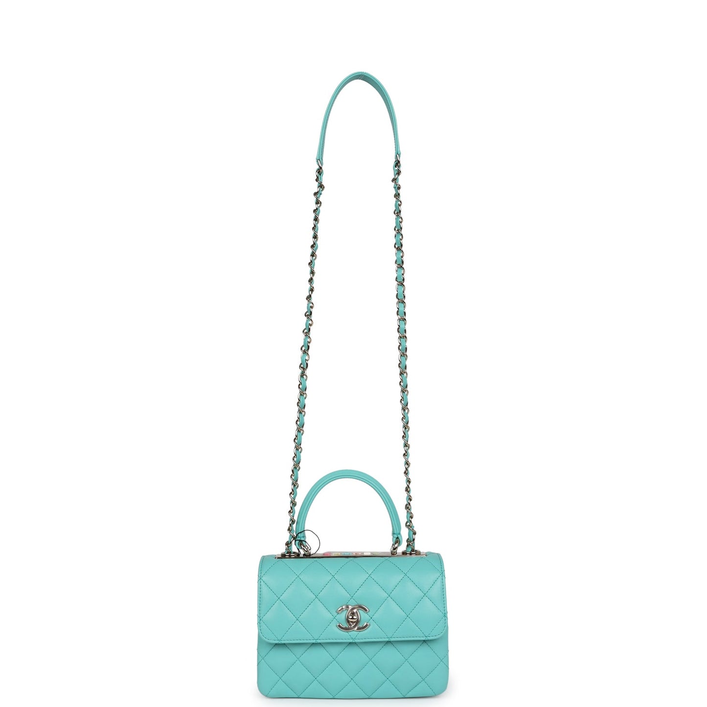 Chanel Mini Trendy CC Bag Turquoise Lambskin Light Gold Hardware