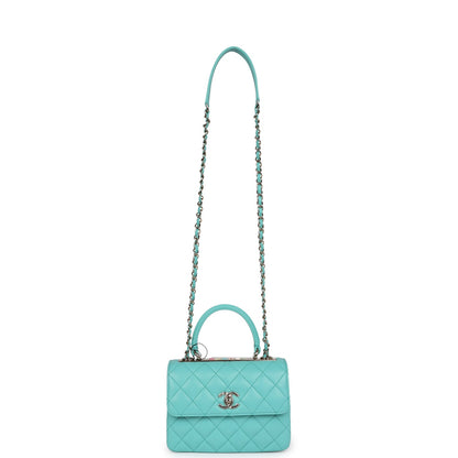 Chanel Mini Trendy CC Bag Turquoise Lambskin Light Gold Hardware