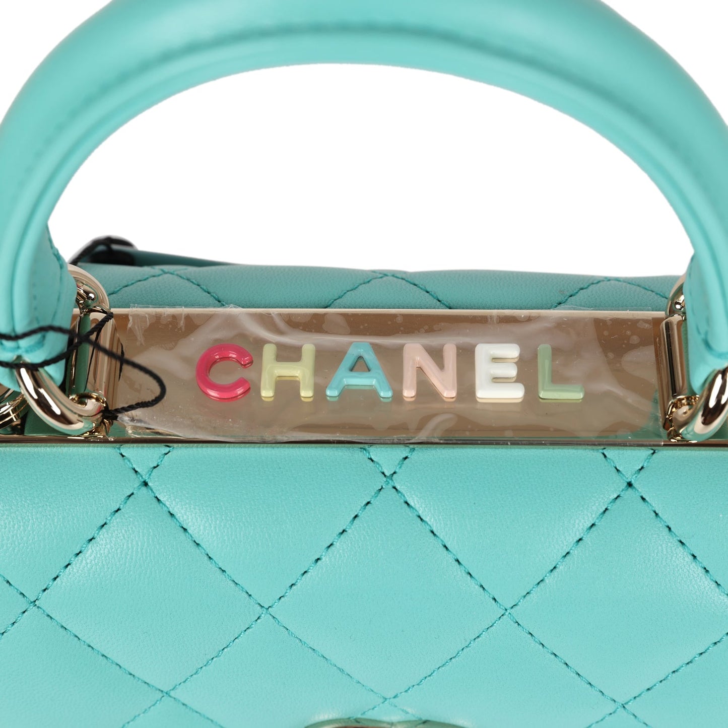 Chanel Mini Trendy CC Bag Turquoise Lambskin Light Gold Hardware
