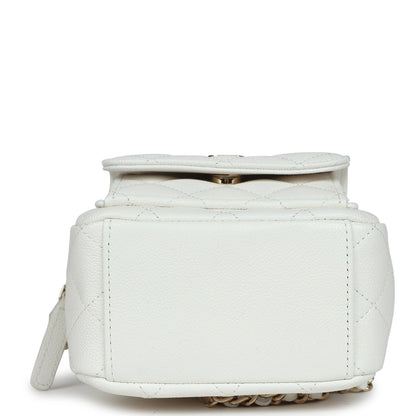 Chanel Mini Phone Holder Backpack White Caviar Light Gold Hardware