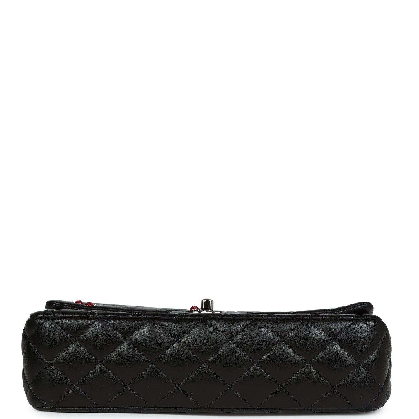 Chanel Medium Lady Bug Single Flap Bag Black Lambskin Silver Hardware