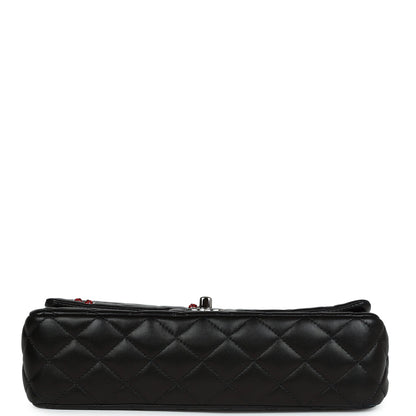 Chanel Medium Lady Bug Single Flap Bag Black Lambskin Silver Hardware