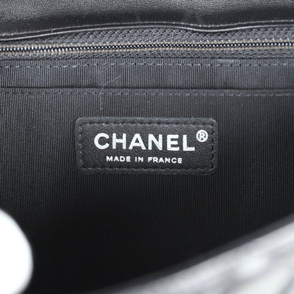 Chanel Medium Lady Bug Single Flap Bag Black Lambskin Silver Hardware