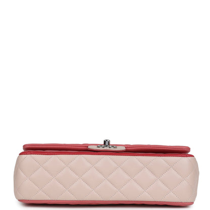 Chanel Medium Valentine Single Flap Bag Tricolored Lambskin Silver Hardware