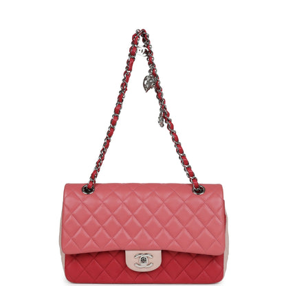 Chanel Medium Valentine Single Flap Bag Tricolored Lambskin Silver Hardware