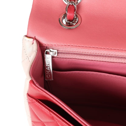 Chanel Medium Valentine Single Flap Bag Tricolored Lambskin Silver Hardware
