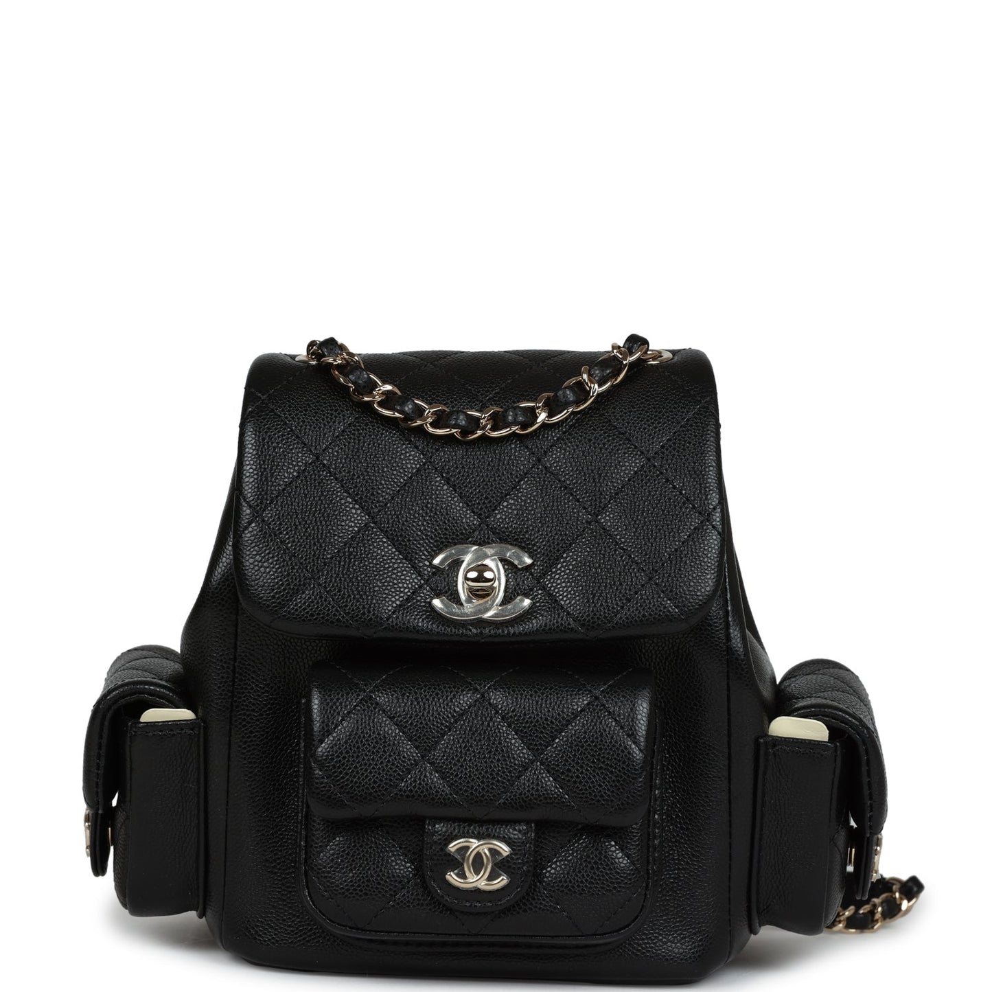 Chanel Small Cargo Backpack Black Caviar Light Gold Hardware