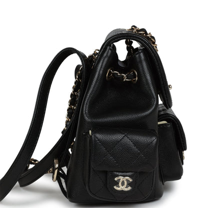 Chanel Small Cargo Backpack Black Caviar Light Gold Hardware