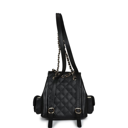 Chanel Small Cargo Backpack Black Caviar Light Gold Hardware