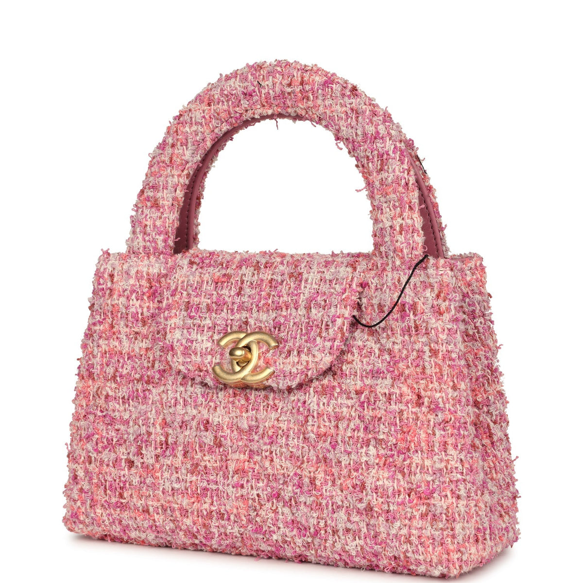 Chanel Small Kelly Shopper Pink Tweed Brushed Gold Hardware