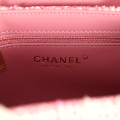 Chanel Small Kelly Shopper Pink Tweed Brushed Gold Hardware