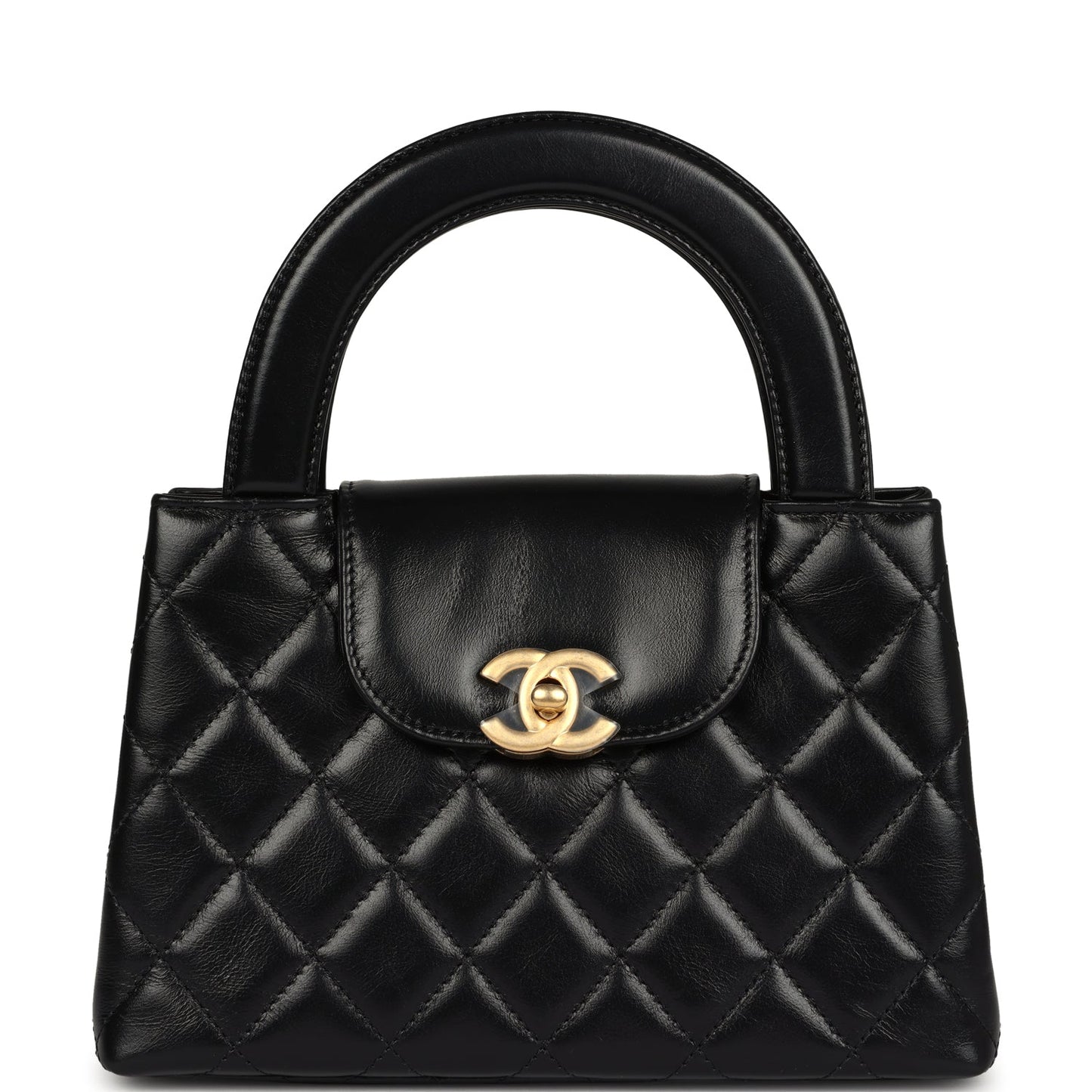 Chanel Small Kelly Black Shiny Aged Calfskin Brushed Gold Hardware