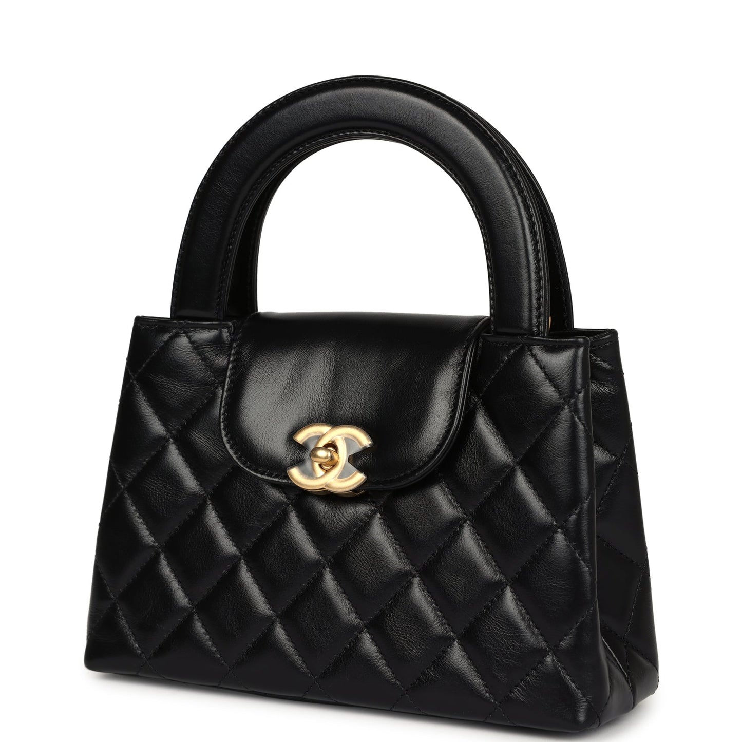 Chanel Small Kelly Black Shiny Aged Calfskin Brushed Gold Hardware