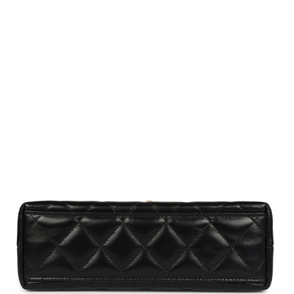 Chanel Small Kelly Black Shiny Aged Calfskin Brushed Gold Hardware