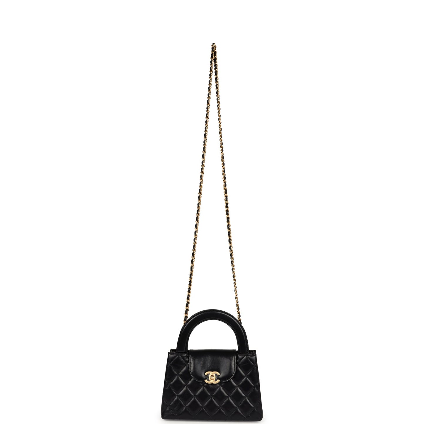 Chanel Small Kelly Black Shiny Aged Calfskin Brushed Gold Hardware
