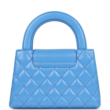 Chanel Small Kelly Shopper Blue Shiny Aged Calfskin Brushed Gold Hardware