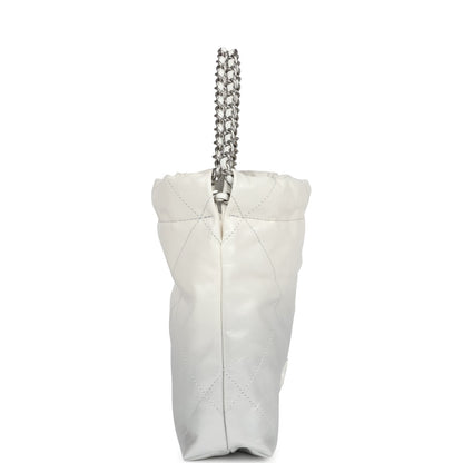 Chanel Mini 22 Bag White and Silver Ombre Metallic Calfskin Silver Hardware