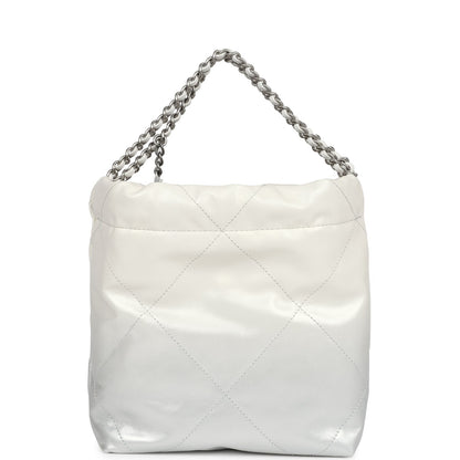 Chanel Mini 22 Bag White and Silver Ombre Metallic Calfskin Silver Hardware