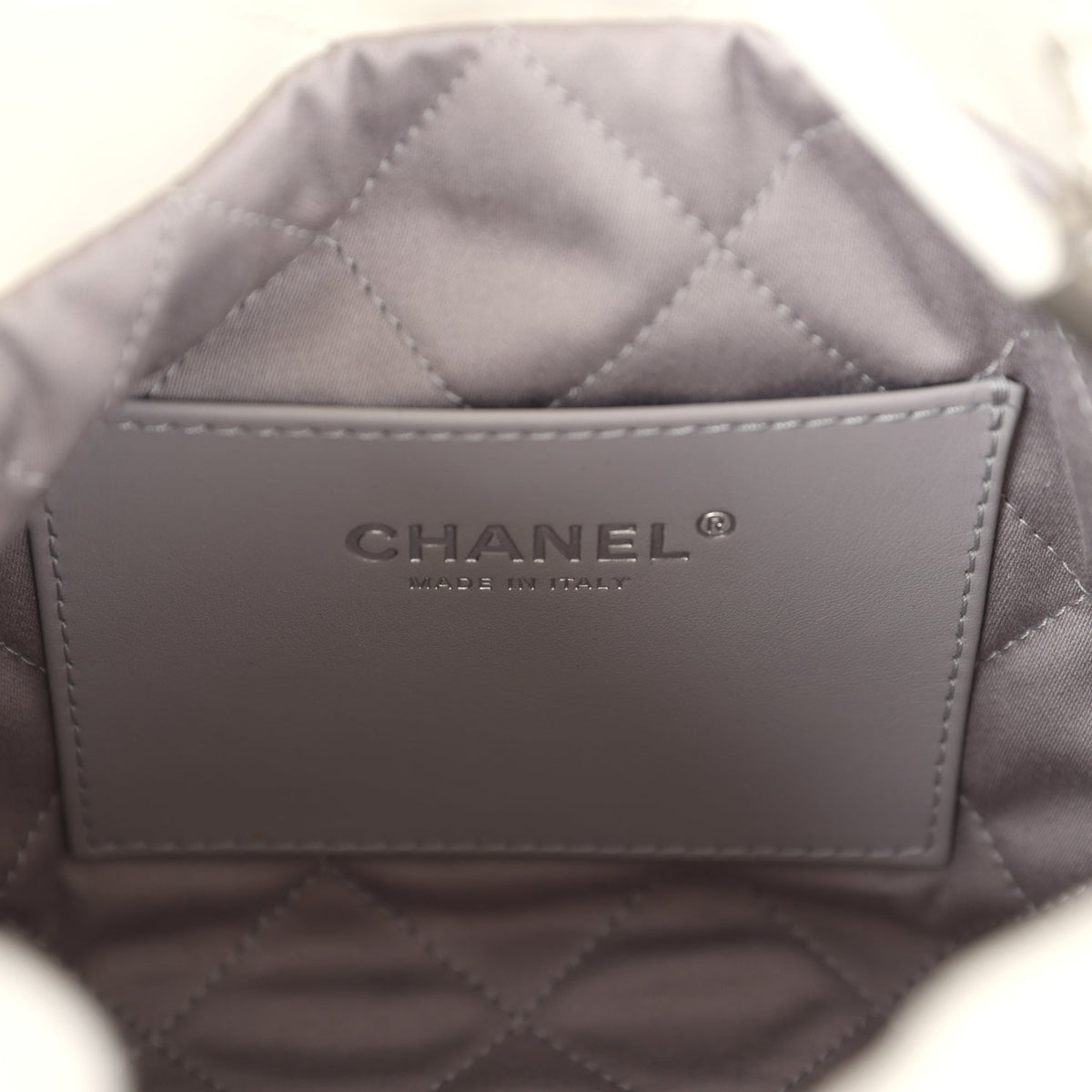 Chanel Mini 22 Bag White and Silver Ombre Metallic Calfskin Silver Hardware