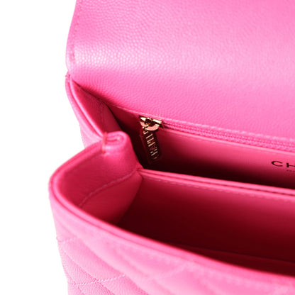 Chanel Small Coco Handle Dark Pink Caviar Light Gold Hardware