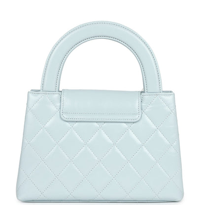 Chanel Small Kelly Shopper Light Blue Shiny Aged Calfskin Brushed Gold Hardware