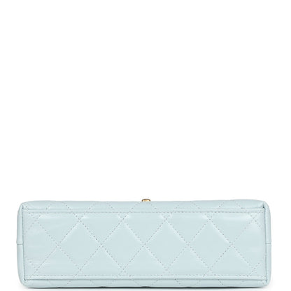 Chanel Small Kelly Shopper Light Blue Shiny Aged Calfskin Brushed Gold Hardware
