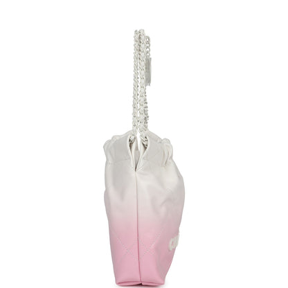 Chanel Mini 22 Pink and White Ombre Calfskin Light Gold Hardware