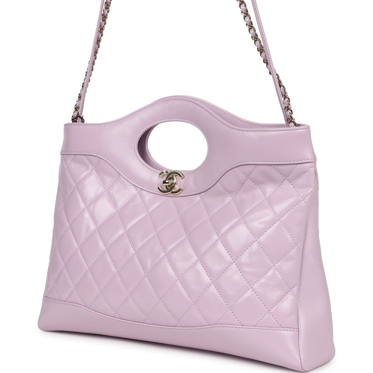 Chanel Large 31 Shopper Light Purple Shiny Lambskin Light Gold Hardware