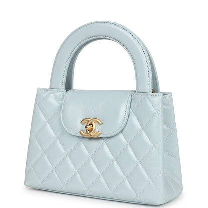 Chanel Small Kelly Shopper Light Blue Shiny Aged Calfskin Brushed Gold Hardware