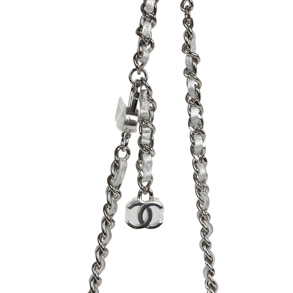 Chanel Crystal CC Walk Of Fame Clutch Silver Metallic Goatskin Silver Hardware
