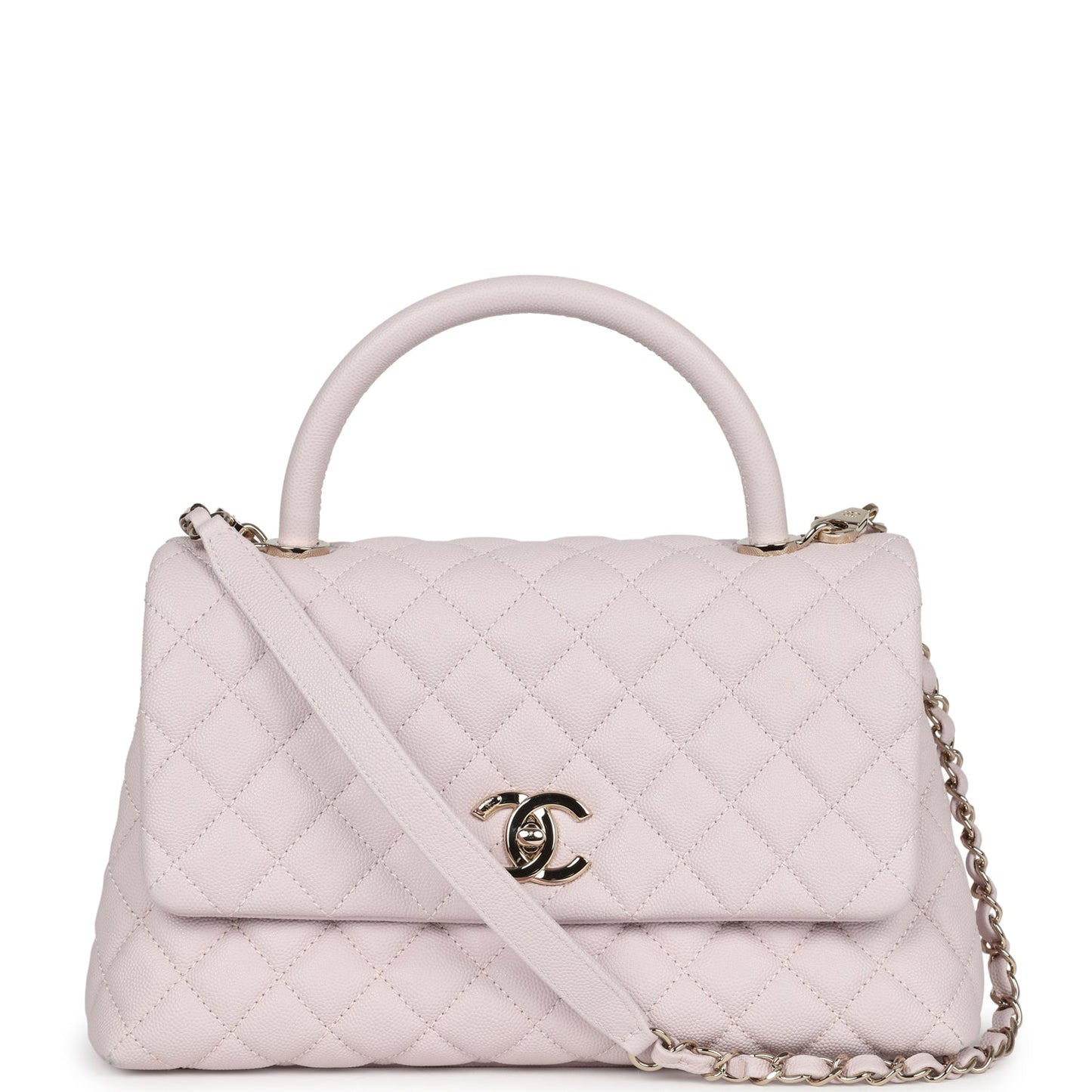 Chanel Medium Coco Handle Flap Bag Light Purple Caviar Light Gold Hardware