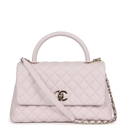 Chanel Medium Coco Handle Flap Bag Light Purple Caviar Light Gold Hardware