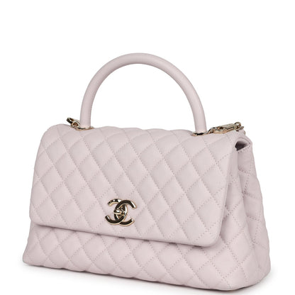 Chanel Medium Coco Handle Flap Bag Light Purple Caviar Light Gold Hardware