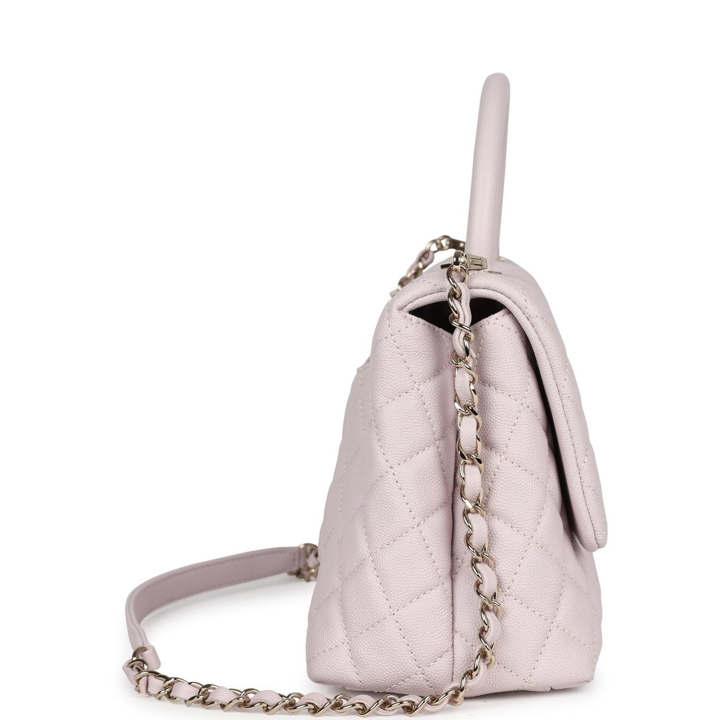Chanel Medium Coco Handle Flap Bag Light Purple Caviar Light Gold Hardware