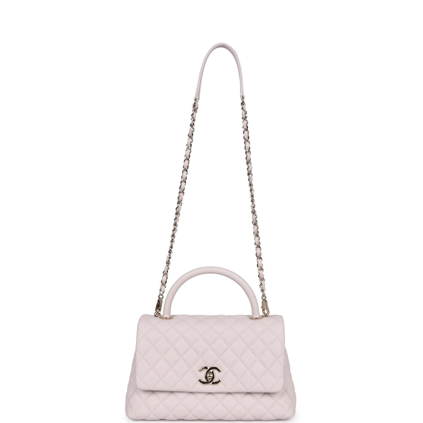 Chanel Medium Coco Handle Flap Bag Light Purple Caviar Light Gold Hardware