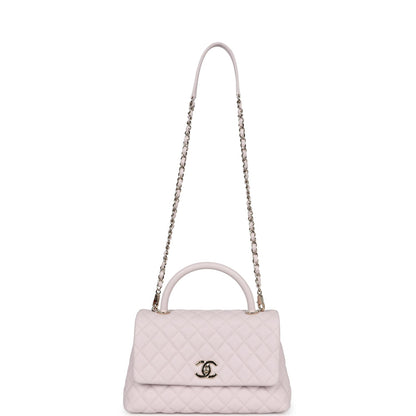 Chanel Medium Coco Handle Flap Bag Light Purple Caviar Light Gold Hardware