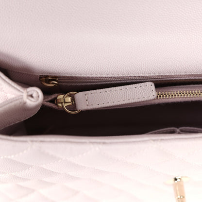 Chanel Medium Coco Handle Flap Bag Light Purple Caviar Light Gold Hardware