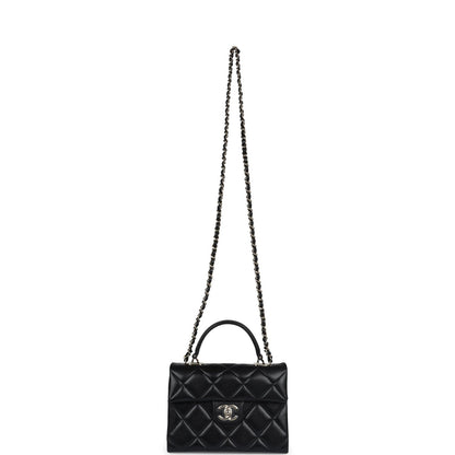 Chanel Small Square Top Handle Flap Bag Black Caviar Light Gold Hardware