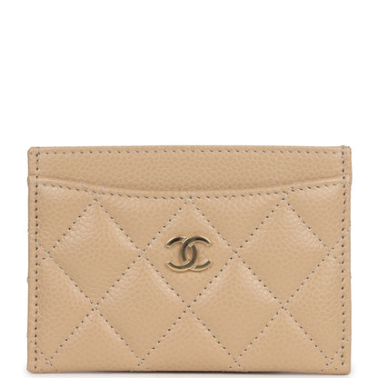 Chanel Classic Card Holder Beige Caviar Gold Hardware