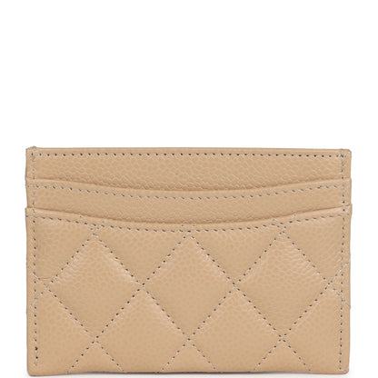 Chanel Classic Card Holder Beige Caviar Gold Hardware