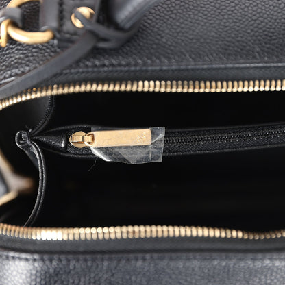 Chanel Medium CC Filigree Vanity Case Black Caviar Antique Gold Hardware