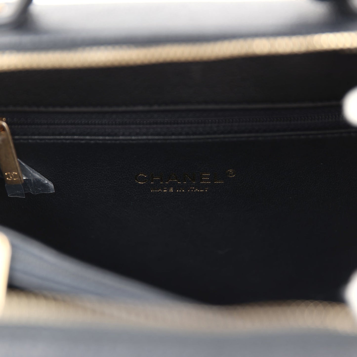 Chanel Medium CC Filigree Vanity Case Black Caviar Antique Gold Hardware
