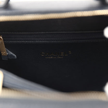Chanel Medium CC Filigree Vanity Case Black Caviar Antique Gold Hardware