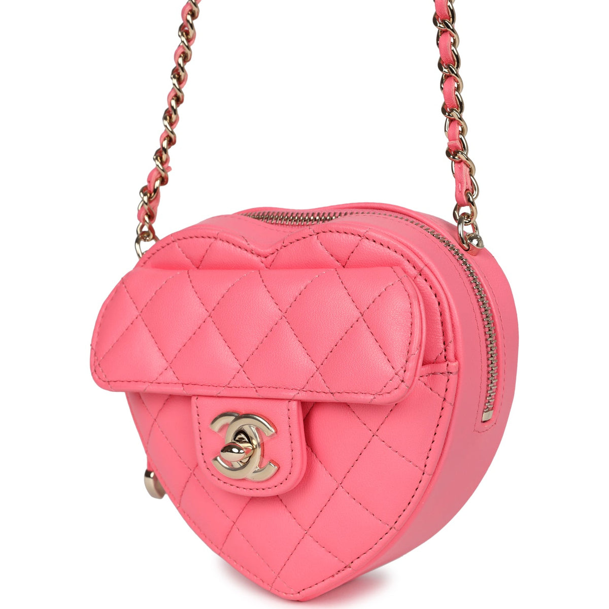 Chanel CC In Love Heart Belt Bag Hot Pink Lambskin Light Gold Hardware