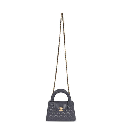 Chanel Small Kelly Shopper Dark Grey Shiny Aged Calfskin Brushed Gold Hardware